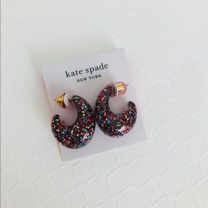 New Kate Spade Glitter Huggie Hoops In Multicolor